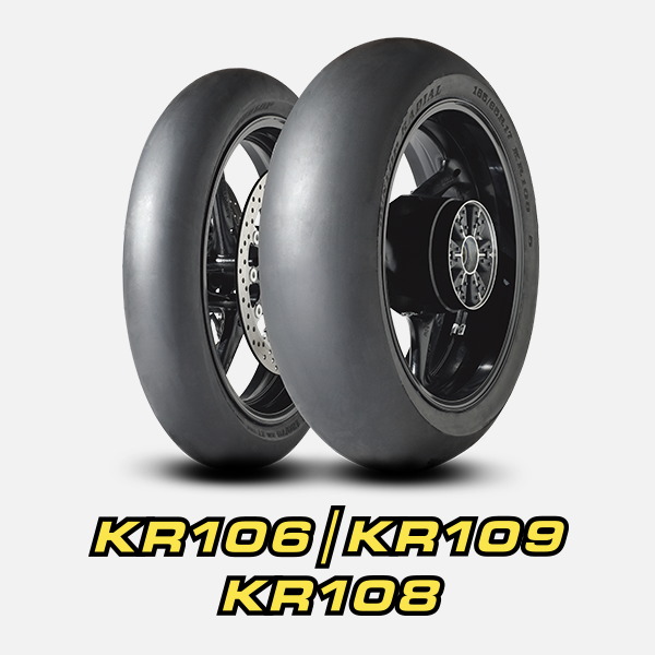Dunlop KR106/KR108 track tyre packshot and logo